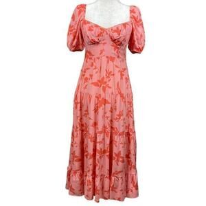 Dear Siouxsie Milkmaid Dress Womens XS Babydoll Sweetheart‎ Pink Floral Cottage
